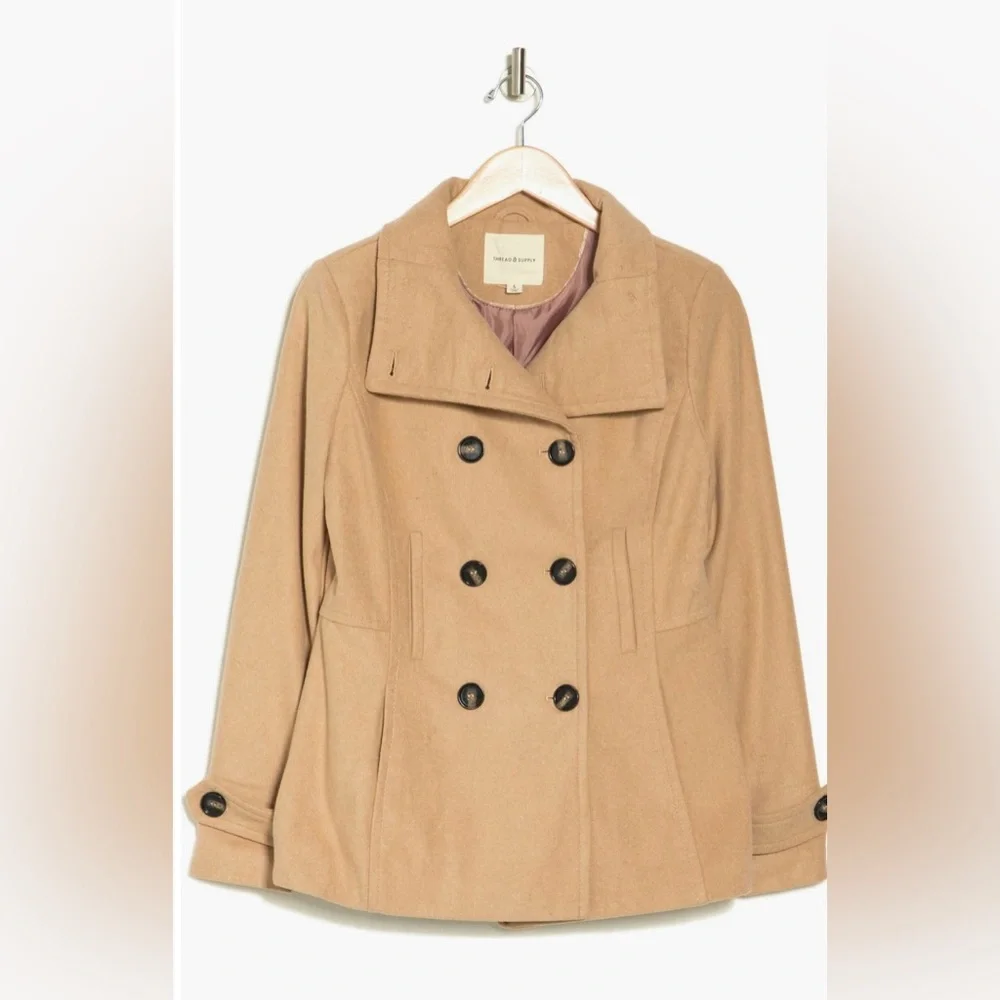 Thread & Supply Double-Breasted Peacoat in Camel - Picture 4 of 5